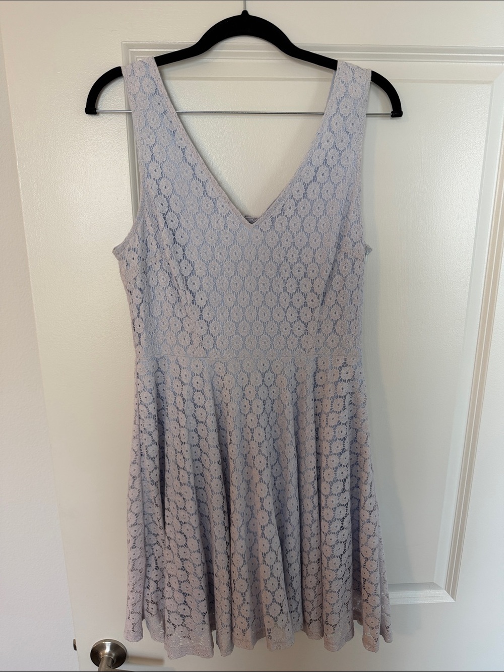 Altar'd State Lavender Lace V-Neck Fit & Flare Mini Dress